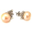 9-10mm Natural Pink Button Pearl 925 Sterling Silver Stud