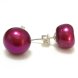 11-12mm Wine Natural Freshwater Button Pearl Stud Earring
